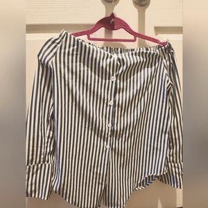Blue and white stripes shirt size M button down shirt blouse